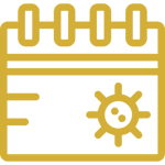 Calendar icon with sun symbol.