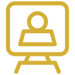 Person icon on a computer screen illustration.