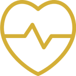 Heart with heartbeat line, black background.